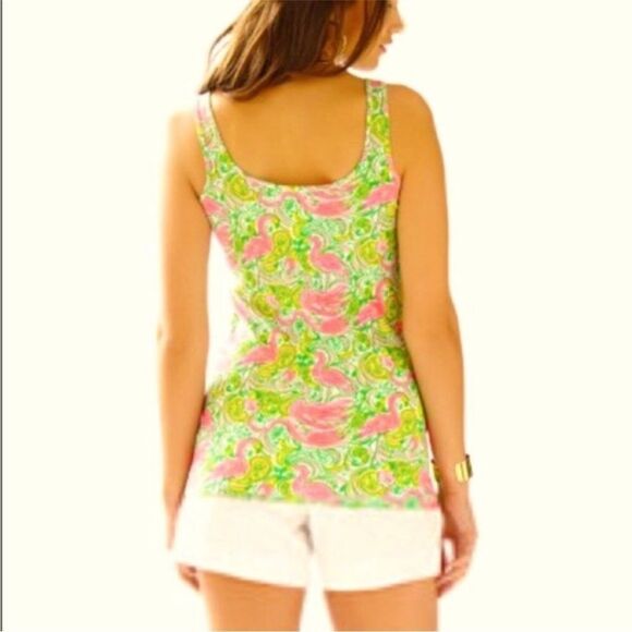 LILLY PULITZER | Tabbie Flamingo Resort Hot Wings Print Tank Top Women’s Size XS - Picture 2 of 11